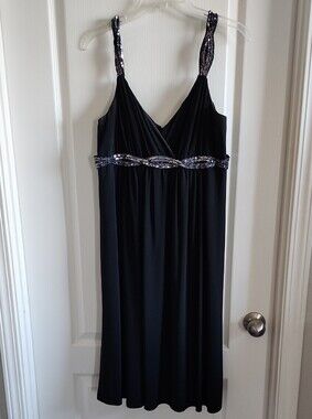 Jones New York Black Midi Dress with Sequin Trim